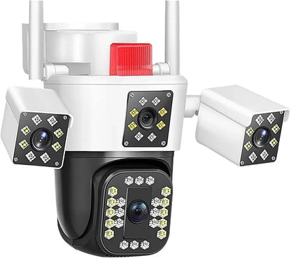 Caméra de surveillance intelligente rotative à trois têtes